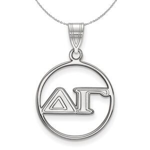 Sterling Silver Delta Gamma Medium Circle Greek Necklace - 24 Inch